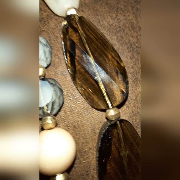 Loft Gemstone multistrand necklace signed crackle quartz faceted crystal beaded - Picture 8 of 15